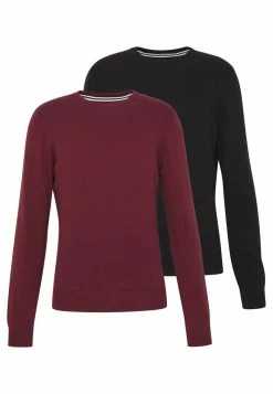 Pier One Hombre 2 PACK - Jersey De Punto - Black/bordeaux