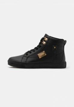 Pier One Unisexo Zapatillas Altas - Black/gold-coloured