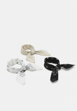 Pier One Unisexo BANDANA UNISEX 3 PACK - Pañuelo - Black/white/beige