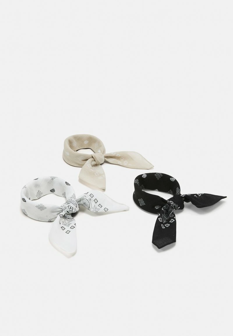Pier One Unisexo BANDANA UNISEX 3 PACK - Pañuelo - Black/white/beige 3 Pier One Unisexo BANDANA UNISEX 3 PACK - Pañuelo - Black/white/beige