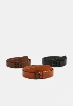 Pier One Unisexo 3 PACK - Cinturón - Black/brown/cognac