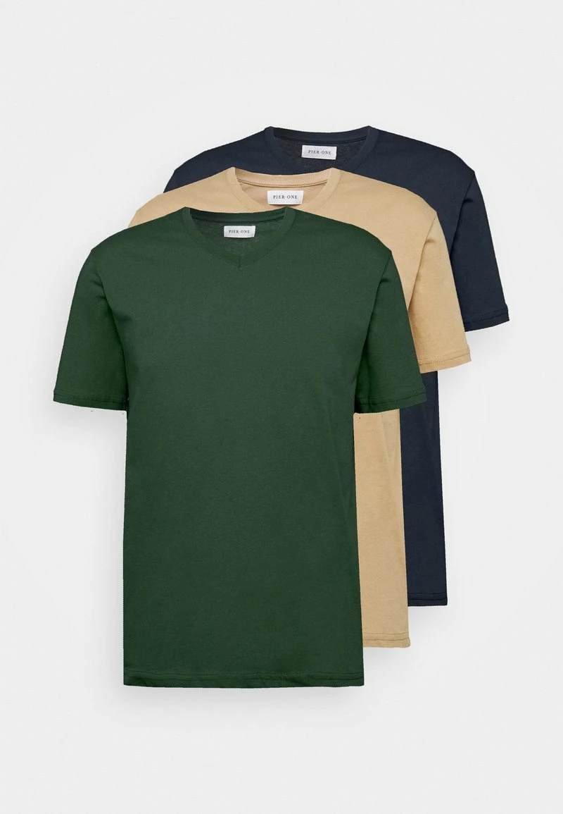 Pier One Hombre 3 PACK - Camiseta Básica - Khaki/tan/dark Blue 9 Pier One Hombre 3 PACK - Camiseta Básica - Khaki/tan/dark Blue - Imagen 7