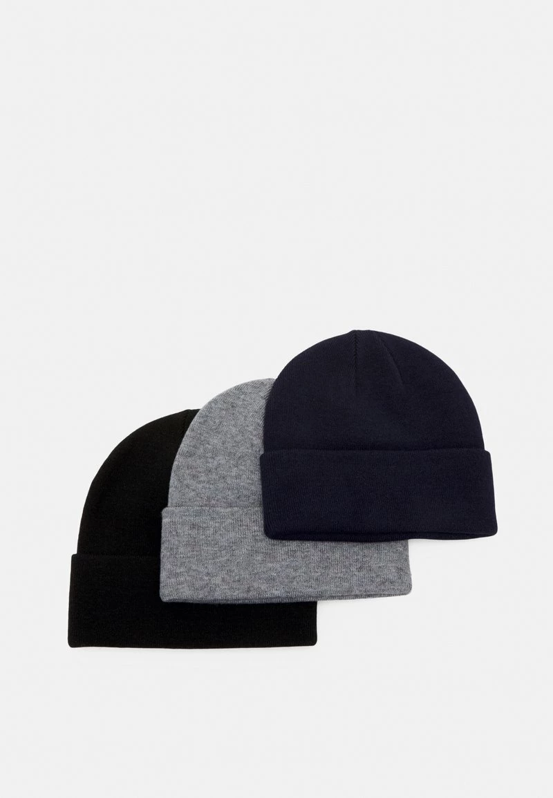 Pier One Unisexo 3 PACK UNISEX - Gorro - Black/grey/dark Blue 3 Pier One Unisexo 3 PACK UNISEX - Gorro - Black/grey/dark Blue