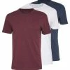 Pier One Hombre 3 PACK - Camiseta Básica - Mottled Bordeaux/white/blue