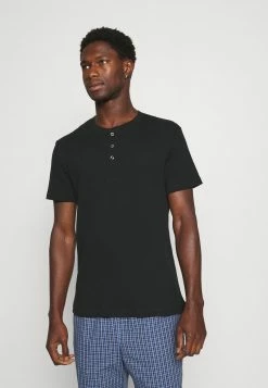 Pier One Hombre LOUNGE HENLEY TEE - Camiseta De Pijama - Black