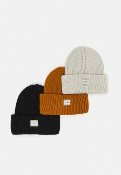 Pier One Unisexo 3 PACK UNISEX - Gorro - Black/off White/brown