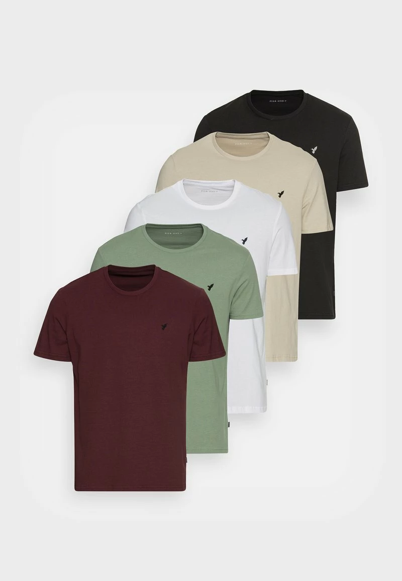 Pier One Hombre WITH BIRD STRAIGHT 5 PACK - Camiseta Básica - White/green/bordeaux/black/beige 10 Pier One Hombre WITH BIRD STRAIGHT 5 PACK - Camiseta Básica - White/green/bordeaux/black/beige - Imagen 8