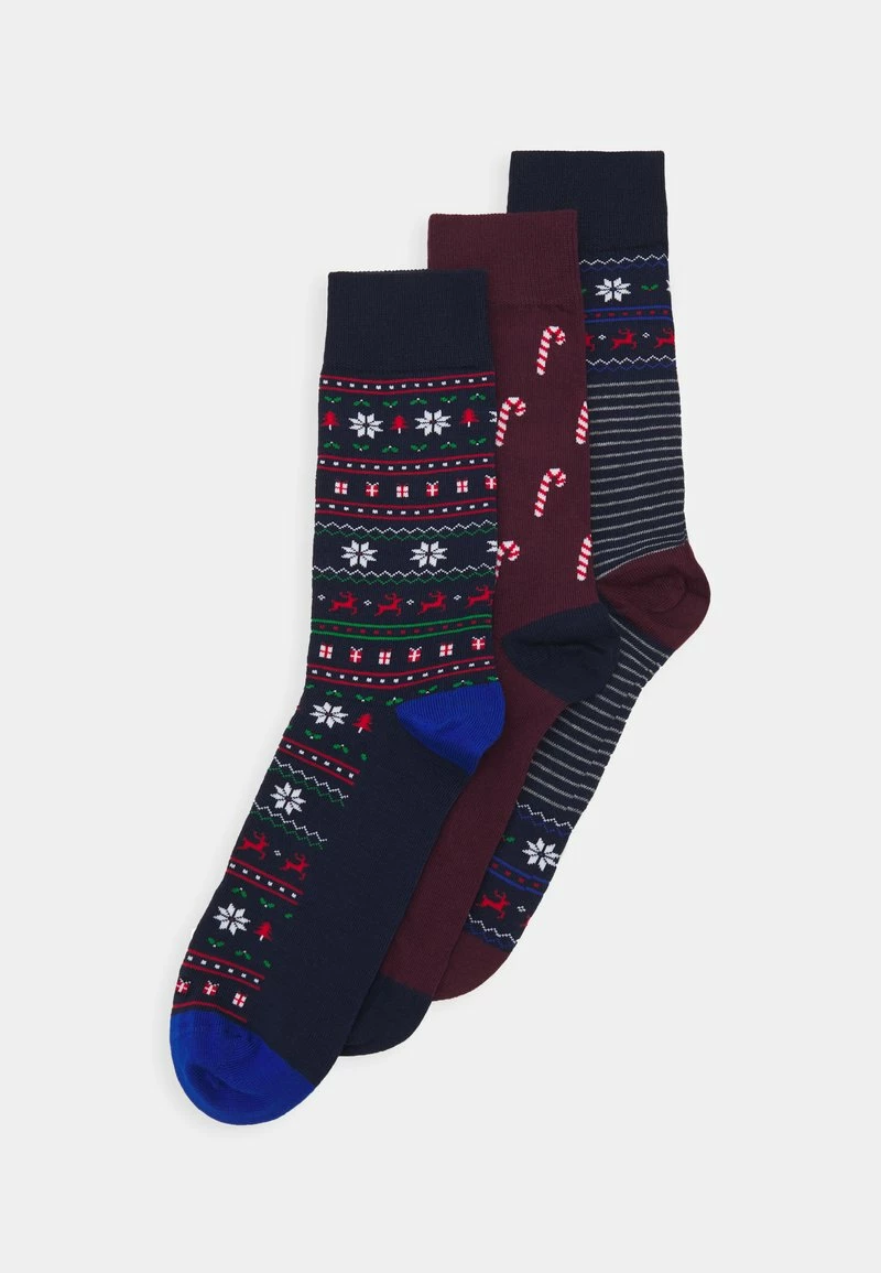 Pier One Hombre XMAS GIFT BOX 3 PACK - Calcetines - Dark Blue/bordeaux/red 3 Pier One Hombre XMAS GIFT BOX 3 PACK - Calcetines - Dark Blue/bordeaux/red