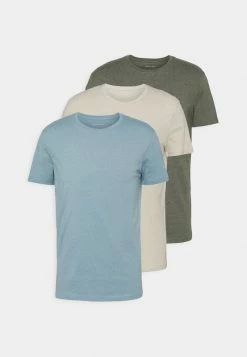 Pier One 3 PACK - Camiseta Básica - Brown/beige/light Blue, Hombre -PIER ONE Ventas 6207198c93254405a2ac3fe4191f041d