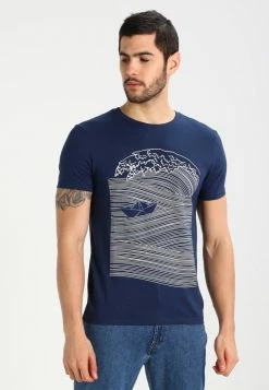 Pier One Hombre Camiseta Estampada - Dark Blue/white