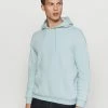 Pier One Hombre PLAIN SKATER HOODY - Jersey Con Capucha - Light Blue