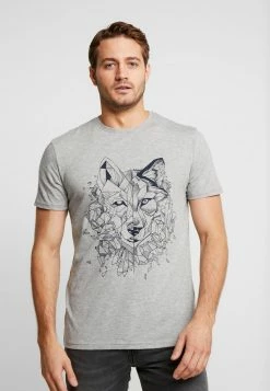 Pier One Hombre Camiseta Estampada - Mottled Grey