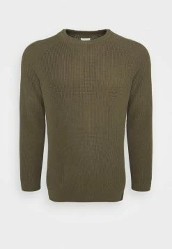 Pier One Hombre BIG STITCH MIX CREWNECK - Jersey De Punto - Olive