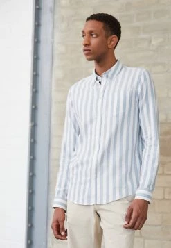 Pier One Hombre Camisa - Light Blue/white