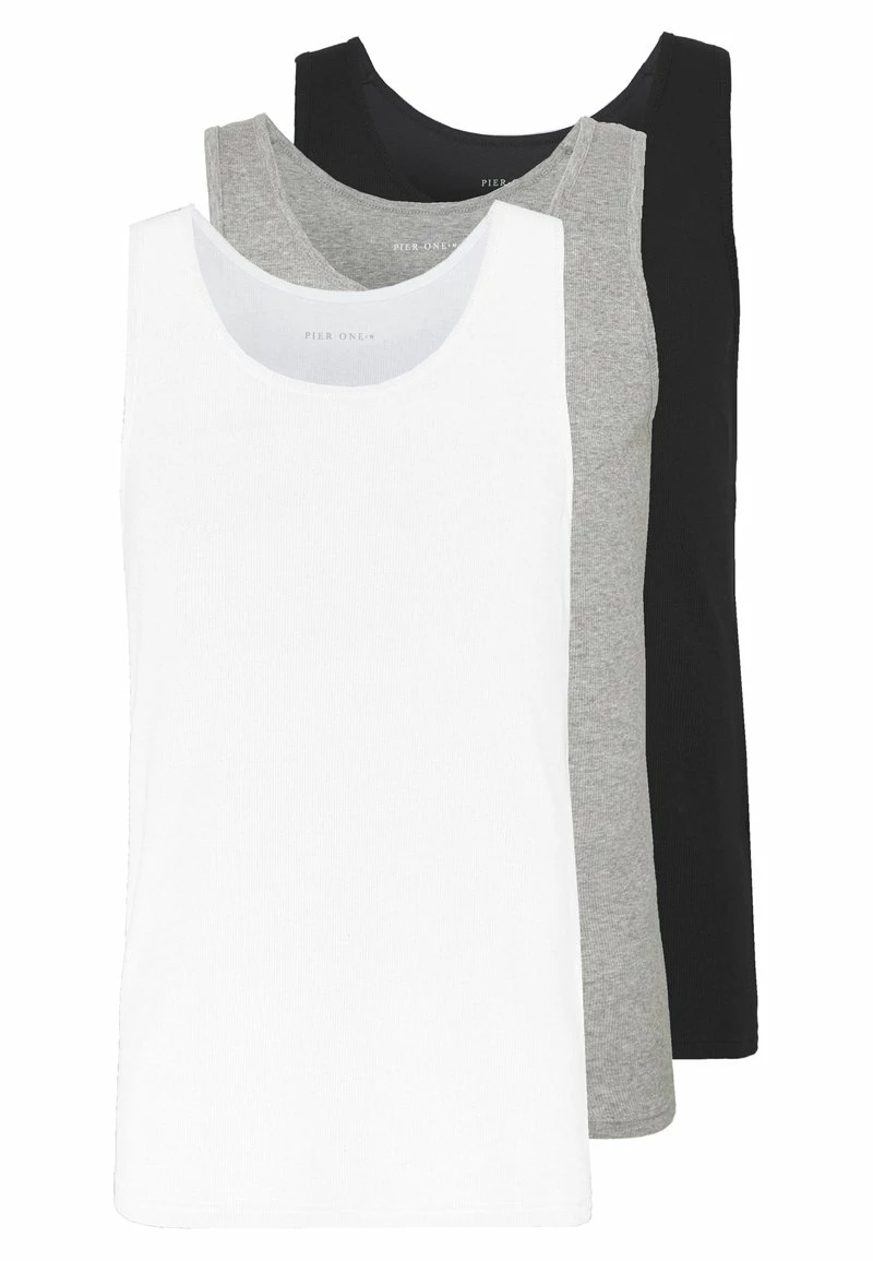 Pier One Hombre 3 PACK - Top - White/black 3 Pier One Hombre 3 PACK - Top - White/black