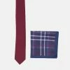 Pier One Hombre SET - Corbata - Bordeaux/dark Blue
