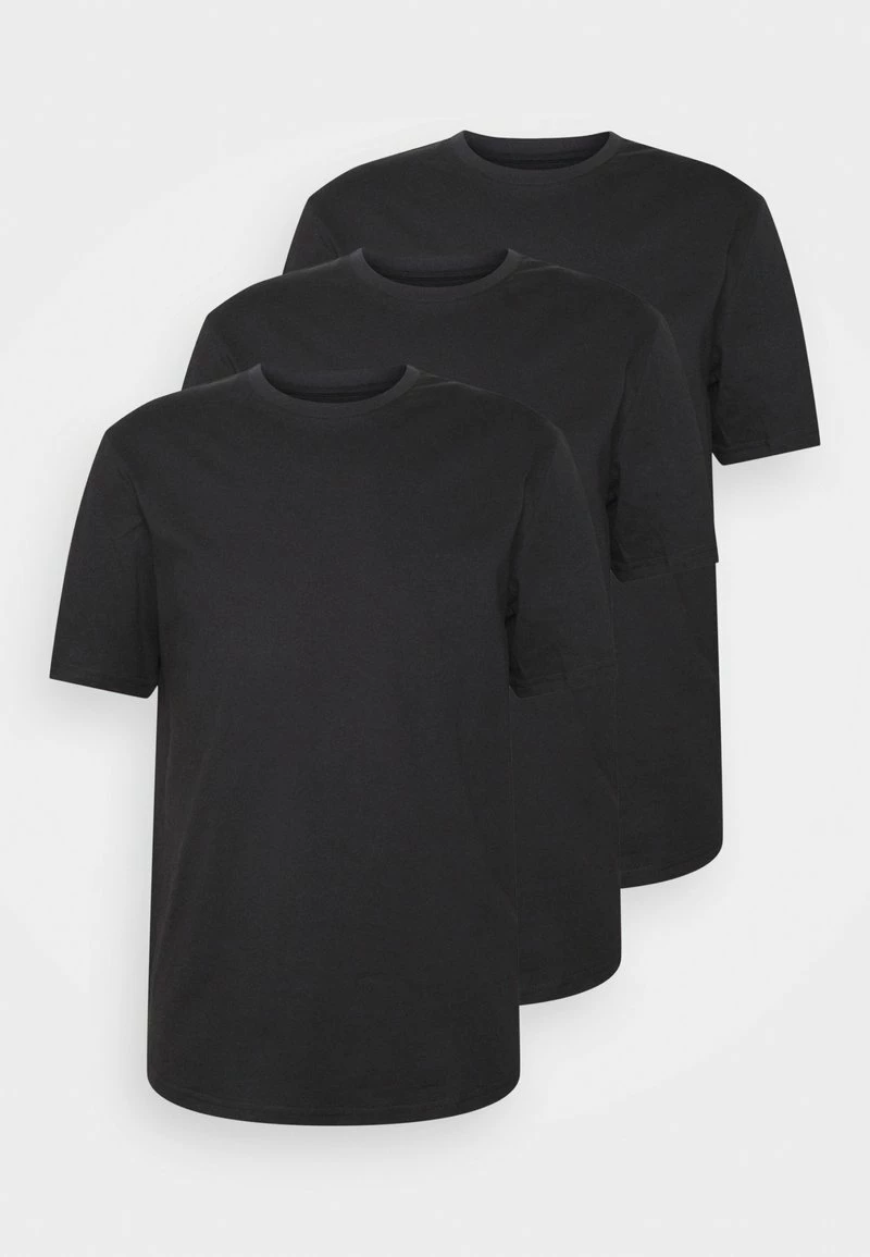 Pier One Hombre 3 PACK - Camiseta Básica - Black 3 Pier One Hombre 3 PACK - Camiseta Básica - Black
