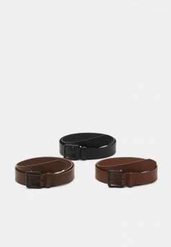 Pier One Unisexo 3 PACK UNISEX - Cinturón - Black/brown /cognac