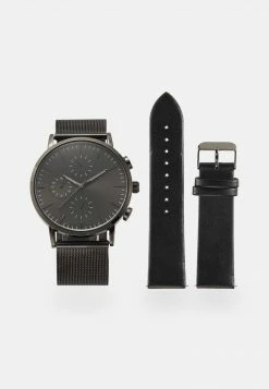 Pier One Unisexo SET - Reloj - Gunmetal/black