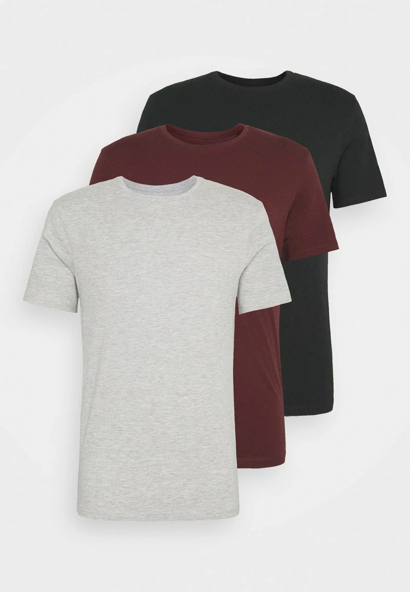 Pier One Hombre 3 PACK - Camiseta Básica - Black/grey/bordeaux 10 Pier One Hombre 3 PACK - Camiseta Básica - Black/grey/bordeaux - Imagen 8