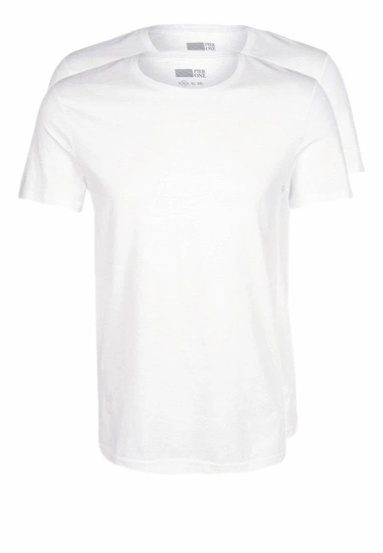 Pier One Hombre 2 PACK - Camiseta Básica - White 3 Pier One Hombre 2 PACK - Camiseta Básica - White