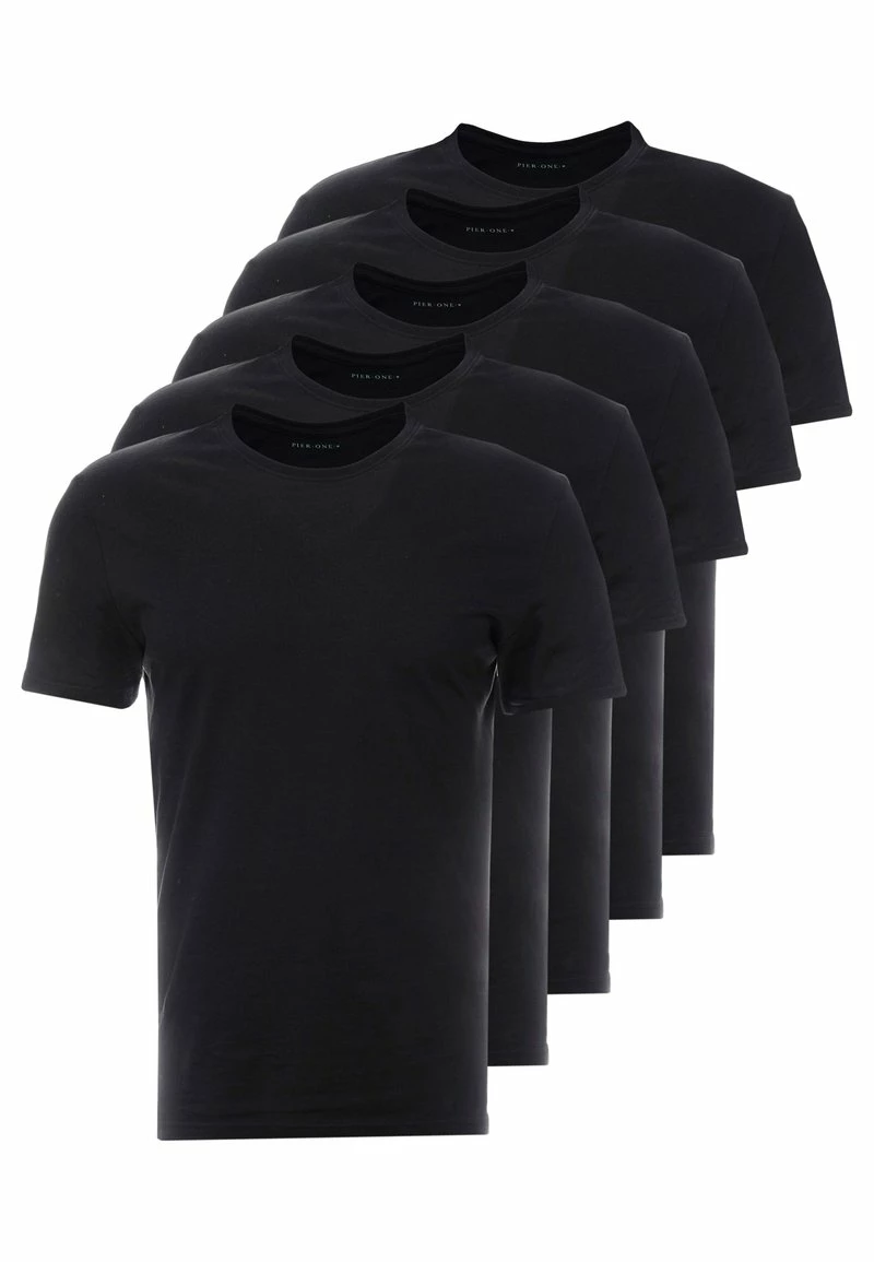 Pier One Hombre 5 PACK - Camiseta Básica - Black 6 Pier One Hombre 5 PACK - Camiseta Básica - Black - Imagen 4