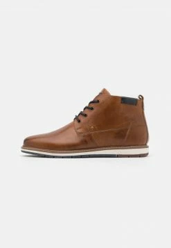 Pier One Hombre LEATHER - Botines Con Cordones - Cognac