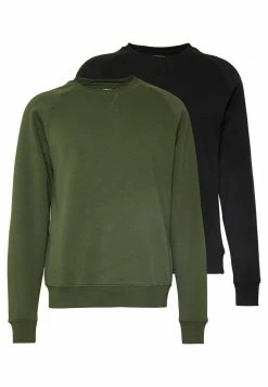 Pier One Hombre 2er Pack CREW NECK - Sudadera - Khaki/black