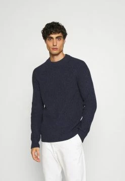 Pier One CHUNKY MOCKNECK JUMPER - Jersey De Punto - Dark Blue, Hombre
