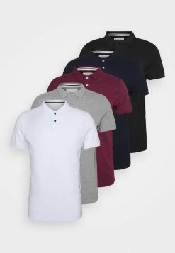 Pier One Hombre 5 PACK - Polo - Black/white/bordeaux/navy/gray Marl