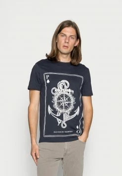 Pier One Camiseta Estampada - Dark Blue, Hombre