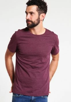 Pier One Hombre Camiseta Básica - Bordeaux Melange